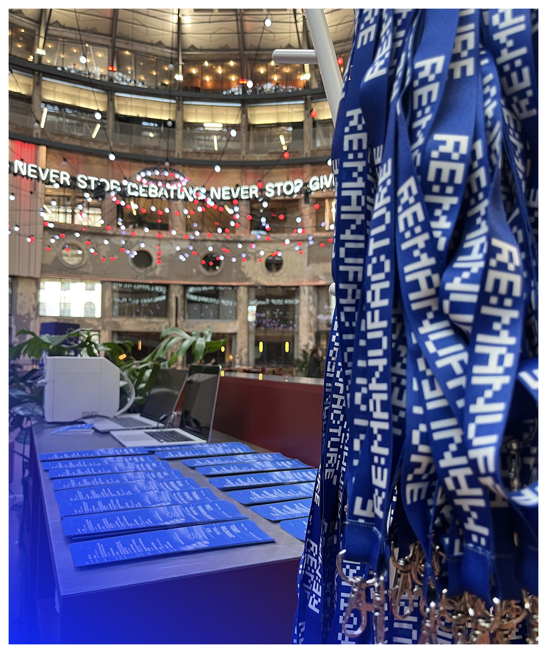 Image of the lanyards and brochures