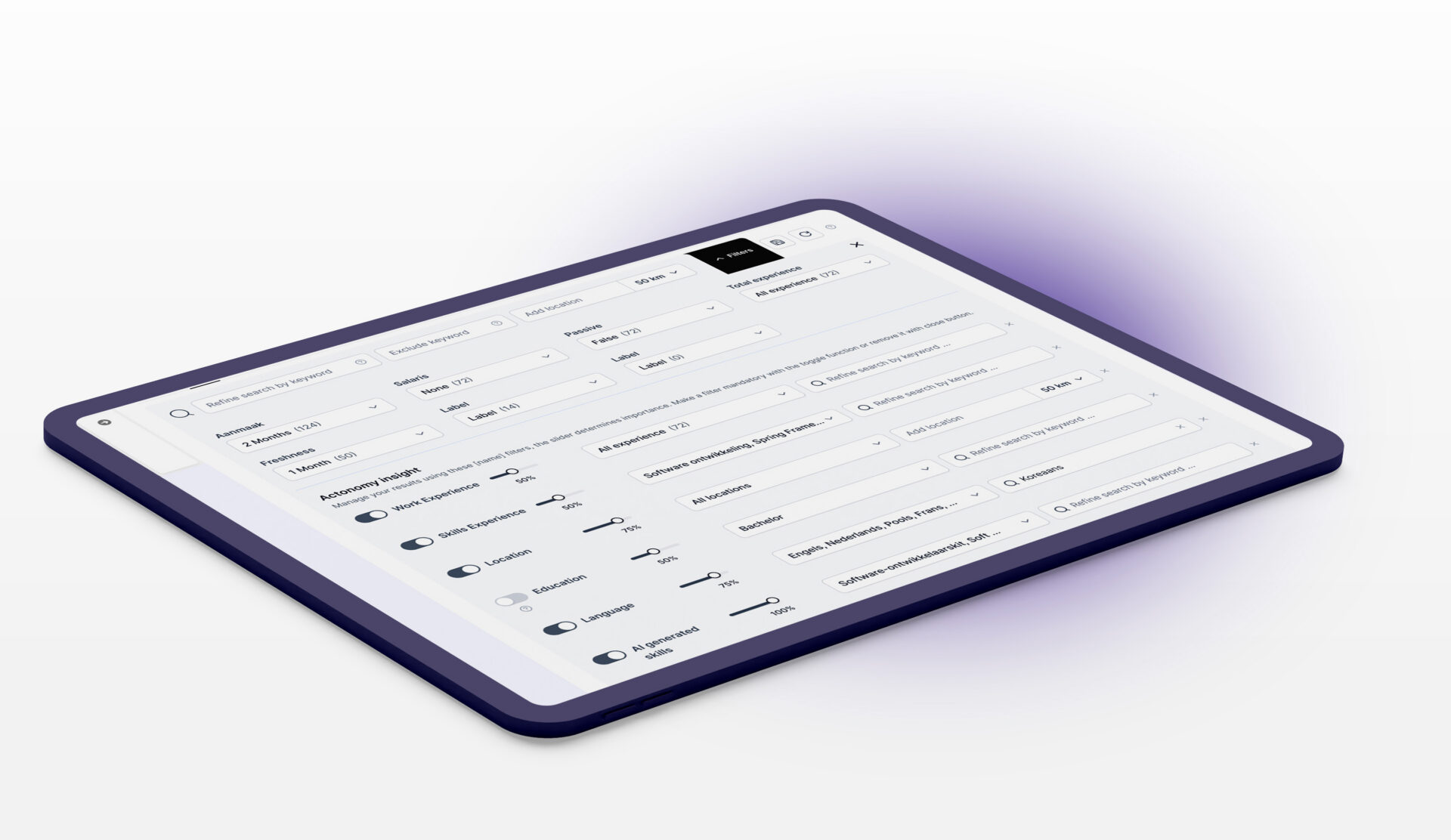 Filter plugin on a tablet mockup